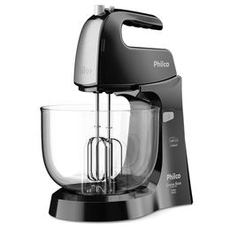 Batedeira Philco Crome Base Cristal Duo Turbo Preta 550W