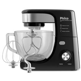 Batedeira Planetária Philco PHP500P Turbo Glass Preta 700W