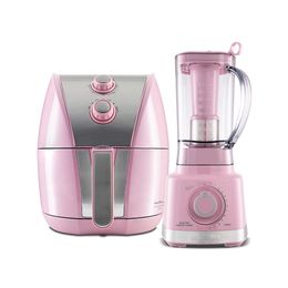 Kit Cozinha Britânia BKT84 Air Fryer + Liquidificador Rosa