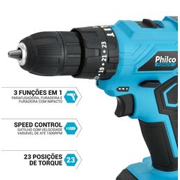 Parafusadeira Philco Force PPF120 3 em 1 1500RPM - Outlet