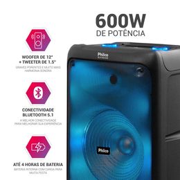 Caixa de Som Amplificada Philco Bluetooth v5.1 600W PCX5200 - Outlet