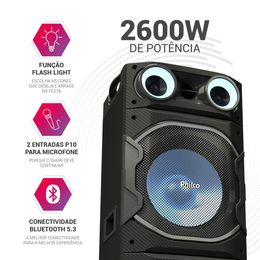 Caixa de Som Amplificada Philco Flash Light 2600W PCX26000 - Outlet