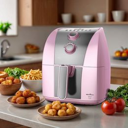 Air Fryer Rosa Britânia 5,5L Cesto Pinkstone 1500W BAFE53 - Outlet