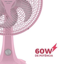 Ventilador Rosa 2 em 1 Britânia 6 Pás Maxx Force 60W BVT302