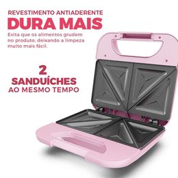 Sanduicheira Rosa Britânia Antiaderente 750W BGR05RS - Outlet